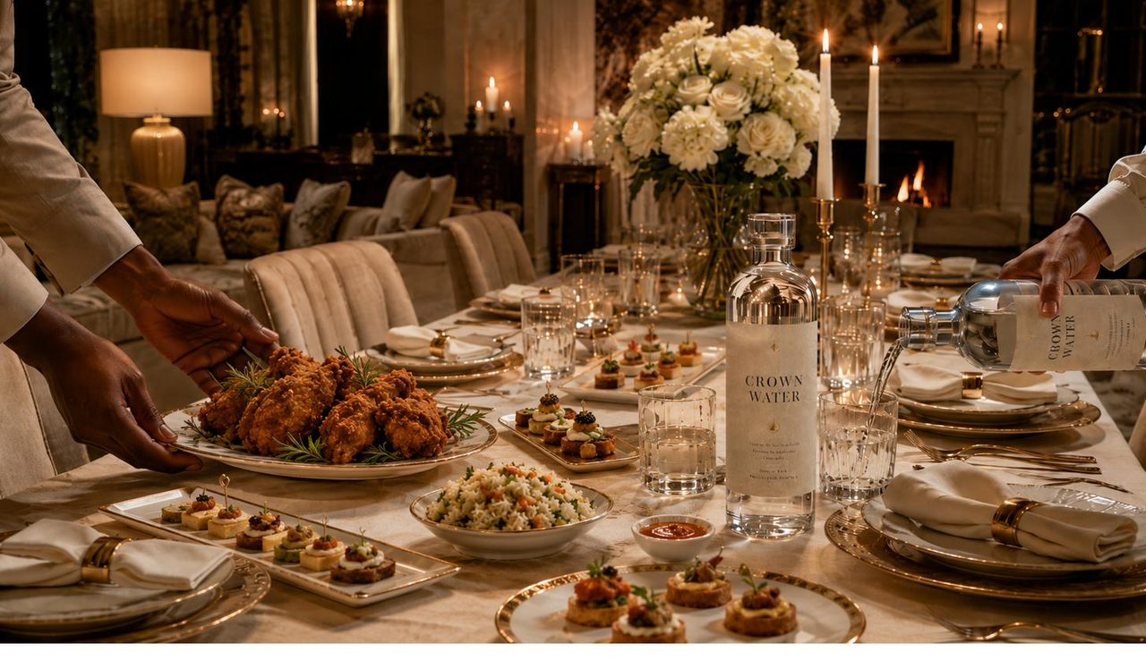 A crowned table of food and gathering.