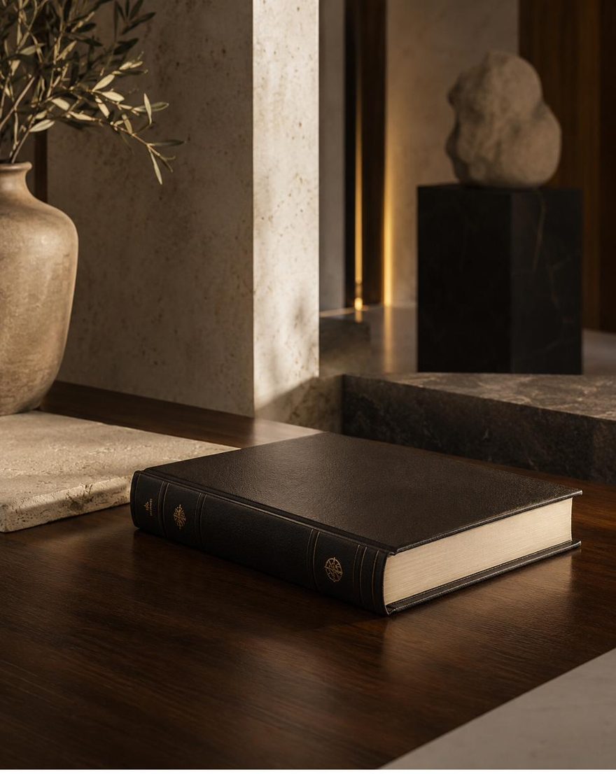 A leather-bound volume from Throne Light Publishing.