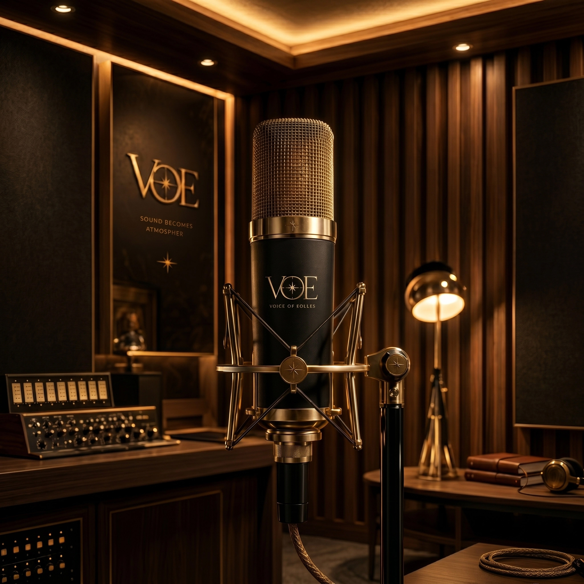 A studio microphone ; Voice of Eolles.